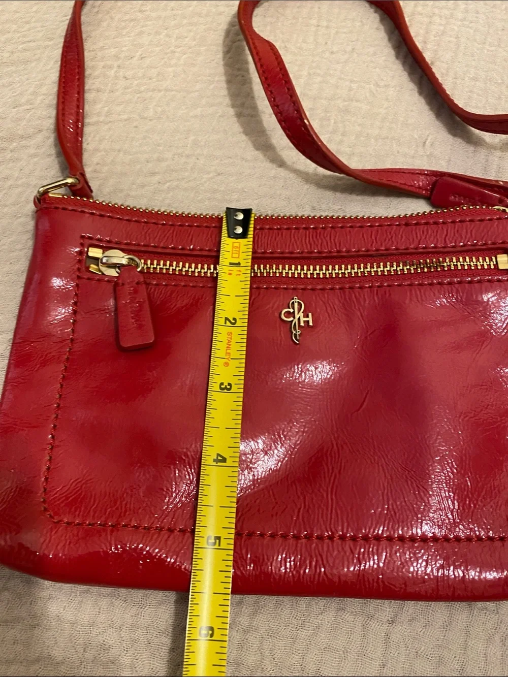Cole Haan  Red Leather Crossbody Bag with Gold Hardware